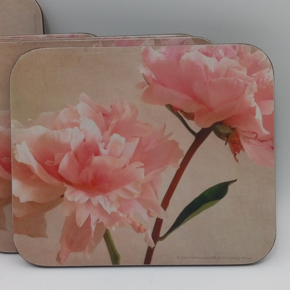 COASTERS 6 PINK FLOWER
